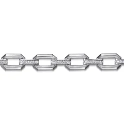 New Gabriel & Co. 925 Sterling Silver White Sapphire Link Chain Bracelet
