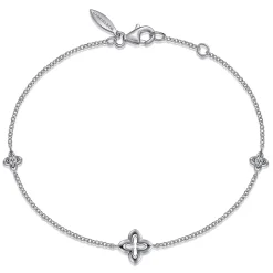 Sale Gabriel & Co. 925 Sterling Silver White Sapphire Clover Station Bracelet