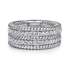 Best Gabriel & Co. 925 Sterling Silver White Sapphire Hampton Easy Stacklable Band Ladies Ring