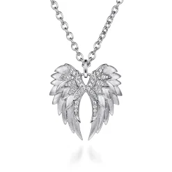 Hot Gabriel & Co. 925 Sterling Silver White Sapphire Angel Wing Pendant Necklace