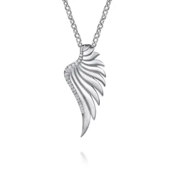 Outlet Gabriel & Co. 925 Sterling Silver White Sapphire Angel Wing Pendant Necklace