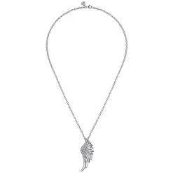 Discount Gabriel & Co. 925 Sterling Silver White Sapphire Angel Wing Pendant Necklace
