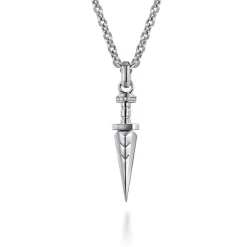 Best Gabriel & Co. 925 Sterling Silver White Sapphire Dagger Pendant