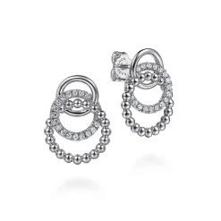 Clearance Gabriel & Co. 925 Sterling Silver White Sapphire Bujukan Link Stud Earrings
