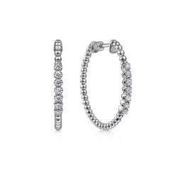 Gabriel & Co. 925 Sterling Silver White Sapphire Bujukan Classic Hoop Earrings