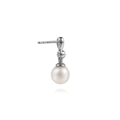 Sale Gabriel & Co. 925 Sterling Silver White Sapphire and Mother of Pearl Stud Drop Earrings