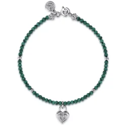 Outlet Gabriel & Co. 925 Sterling Silver White Sapphire Lock and Malachite Bead Bracelet