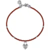 Best Gabriel & Co. 925 Sterling Silver White Sapphire Lock and Red Agate Bead Bracelet