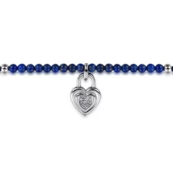 Outlet Gabriel & Co. 925 Sterling Silver White Sapphire Lock and Lapis Bead Bracelet