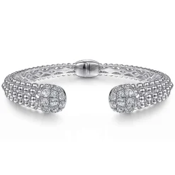 Gabriel & Co. Sterling Silver White Sapphire Bujukan Bangle