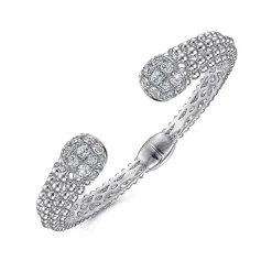 Gabriel & Co. Sterling Silver White Sapphire Bujukan Bangle