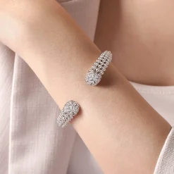 Gabriel & Co. Sterling Silver White Sapphire Bujukan Bangle
