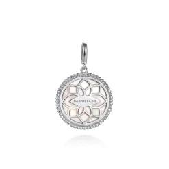 Clearance Gabriel & Co. 925 Sterling Silver White Sapphire and Mother Of Pearl Medallion Pendant- Bujukan
