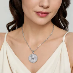 New Gabriel & Co. 925 Sterling Silver White Sapphire Bujukan Sagittarius Medallion Pendant With Detachable Bail