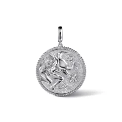 Discount Gabriel & Co. 925 Sterling Silver White Sapphire Bujukan Taurus Medallion Pendant With Detachable Bail