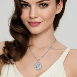 Hot Gabriel & Co. 925 Sterling Silver White Sapphire Bujukan Gemini Medallion Pendant With Detachable Bail