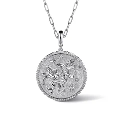 Hot Gabriel & Co. 925 Sterling Silver White Sapphire Bujukan Gemini Medallion Pendant With Detachable Bail