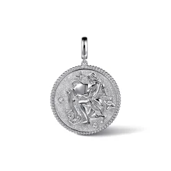 Hot Gabriel & Co. 925 Sterling Silver White Sapphire Bujukan Aquarius Medallion Pendant With Detachable Bail