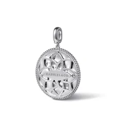 Hot Gabriel & Co. 925 Sterling Silver White Sapphire Bujukan Aquarius Medallion Pendant With Detachable Bail