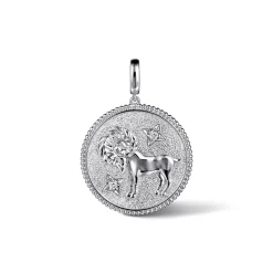 New Gabriel & Co. 925 Sterling Silver White Sapphire Bujukan Aries Medallion Pendant With Detachable Bail