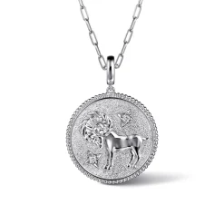 New Gabriel & Co. 925 Sterling Silver White Sapphire Bujukan Aries Medallion Pendant With Detachable Bail