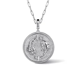 New Gabriel & Co. 925 Sterling Silver White Sapphire Bujukan Pisces Medallion Pendant With Detachable Bail