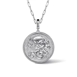 Discount Gabriel & Co. 925 Sterling Silver White Sapphire Bujukan Virgo Medallion Pendant With Detachable Bail