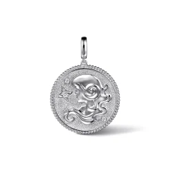 Discount Gabriel & Co. 925 Sterling Silver White Sapphire Bujukan Virgo Medallion Pendant With Detachable Bail