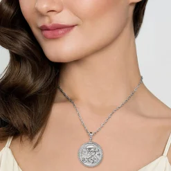 Discount Gabriel & Co. 925 Sterling Silver White Sapphire Bujukan Virgo Medallion Pendant With Detachable Bail