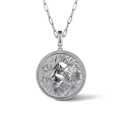 Online Gabriel & Co. 925 Sterling Silver White Sapphire Bujukan Leo Medallion Pendant With Detachable Bail