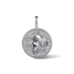 Online Gabriel & Co. 925 Sterling Silver White Sapphire Bujukan Leo Medallion Pendant With Detachable Bail