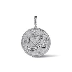 New Gabriel & Co. 925 Sterling Silver White Sapphire Bujukan Libra Medallion Pendant With Detachable Bail