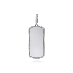 New Gabriel & Co. 925 Sterling Silver White Sapphire Personalized Medallion Pendant With Detachable Bail