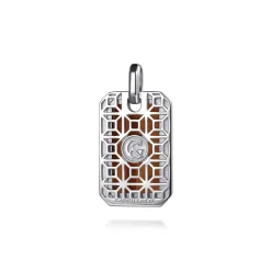 Gabriel & Co. 925 Sterling Silver Yellow Tiger Eye Dog Tag Pendant