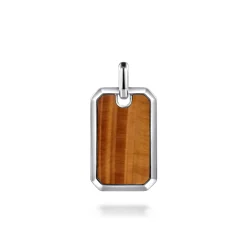 Gabriel & Co. 925 Sterling Silver Yellow Tiger Eye Dog Tag Pendant