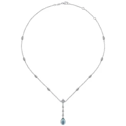 Online Gabriel & Co. 925 Sterling Silver Y Necklace with Teardrop Rock Crystal White MOP Green Onyx Y