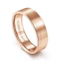 Clearance Gabriel & Co. Steven - 14K Rose Gold 6mm - Flat Men's Wedding Band in Satin Finish
