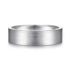 Gabriel & Co. Steven - 14K White Gold 6mm - Flat Men's Wedding Band in Satin Finish