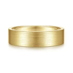 Outlet Gabriel & Co. Steven - 14K Yellow Gold 6mm - Flat Men's Wedding Band in Satin Finish