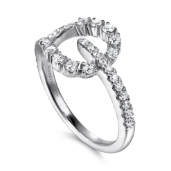 Best Gabriel & Co. Strides - 14K White Gold Diamond Stirrup Ring