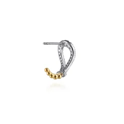 Discount Gabriel & Co. Strides - 14K White Yellow Gold Bujukan and Diamond Stirrup J Hoop Earrings