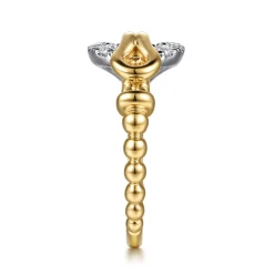 New Gabriel & Co. Strides - 14K White Yellow Gold Bujukan Graduating Diamond Stirrup Fashion Ring