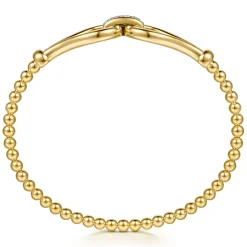 Hot Gabriel & Co. Strides - 14K Yellow Gold Bujukan Beads Diamond Stirrup Cuff Bangle Bracelet