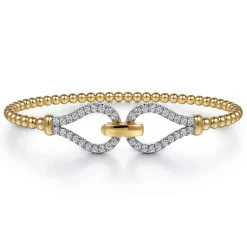 Sale Gabriel & Co. Strides - 14K Yellow Gold Diamond Stirrup Bangle