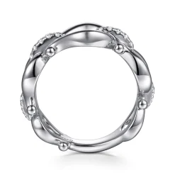 Discount Gabriel & Co. Strides - 925 Sterling Silver Bujukan Stirrup White Sapphire Link Chain Ring