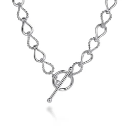 Gabriel & Co. Strides - 925 Sterling Silver Bujukan Beaded Stirrup Link Chain Necklace