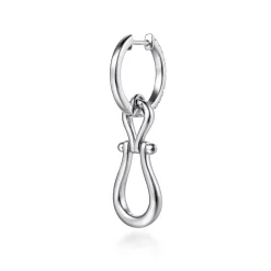 Discount Gabriel & Co. Strides - 925 Sterling Silver Bujukan Stirrup White Sapphire Huggie Drop Earrings