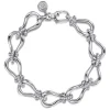 Discount Gabriel & Co. Strides - 925 Sterling Silver Bujukan Beaded Stirrup White Sapphire Link Chain Bracelet