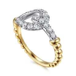 Outlet Gabriel & Co. Strides - Stirrup Ring 14K White and Yellow Gold Diamond 0.5ct Bujukan