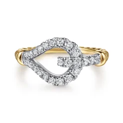 Outlet Gabriel & Co. Strides - Stirrup Ring 14K White and Yellow Gold Diamond 0.5ct Bujukan